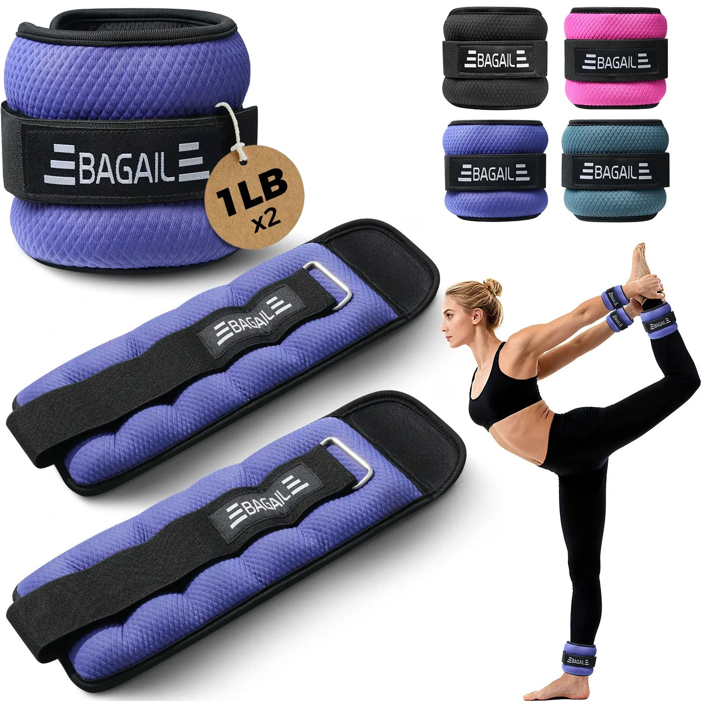 【Summervibes】Bagail Ankle and Wrist Weights for Women & Men, 1 Pair 1/2/4/6/8/10 LBS Leg Weight with Sleek Design & Secure Fit, Arm Weighted Set for Walking, Running, Home Fitness & Physical Therapy Outdoorfun Workout Band