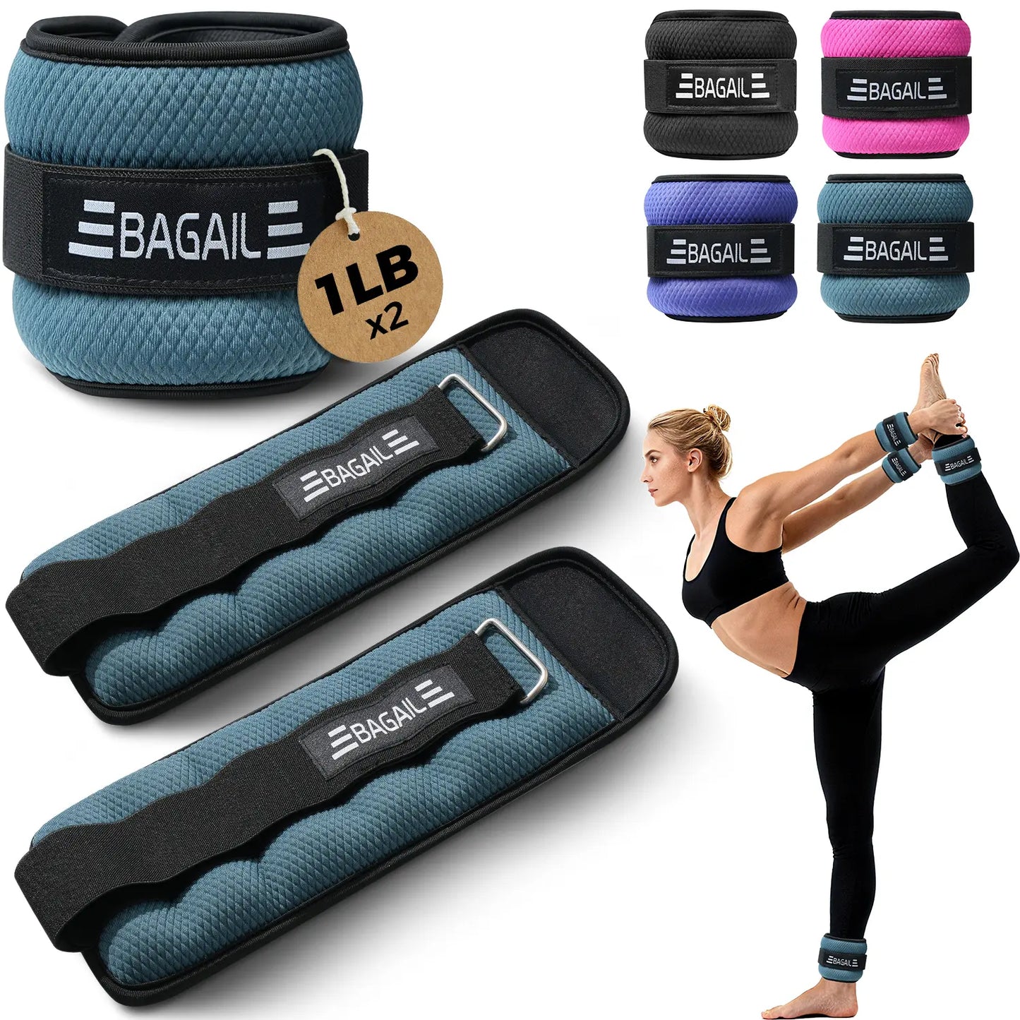 【Summervibes】Bagail Ankle and Wrist Weights for Women & Men, 1 Pair 1/2/4/6/8/10 LBS Leg Weight with Sleek Design & Secure Fit, Arm Weighted Set for Walking, Running, Home Fitness & Physical Therapy Outdoorfun Workout Band