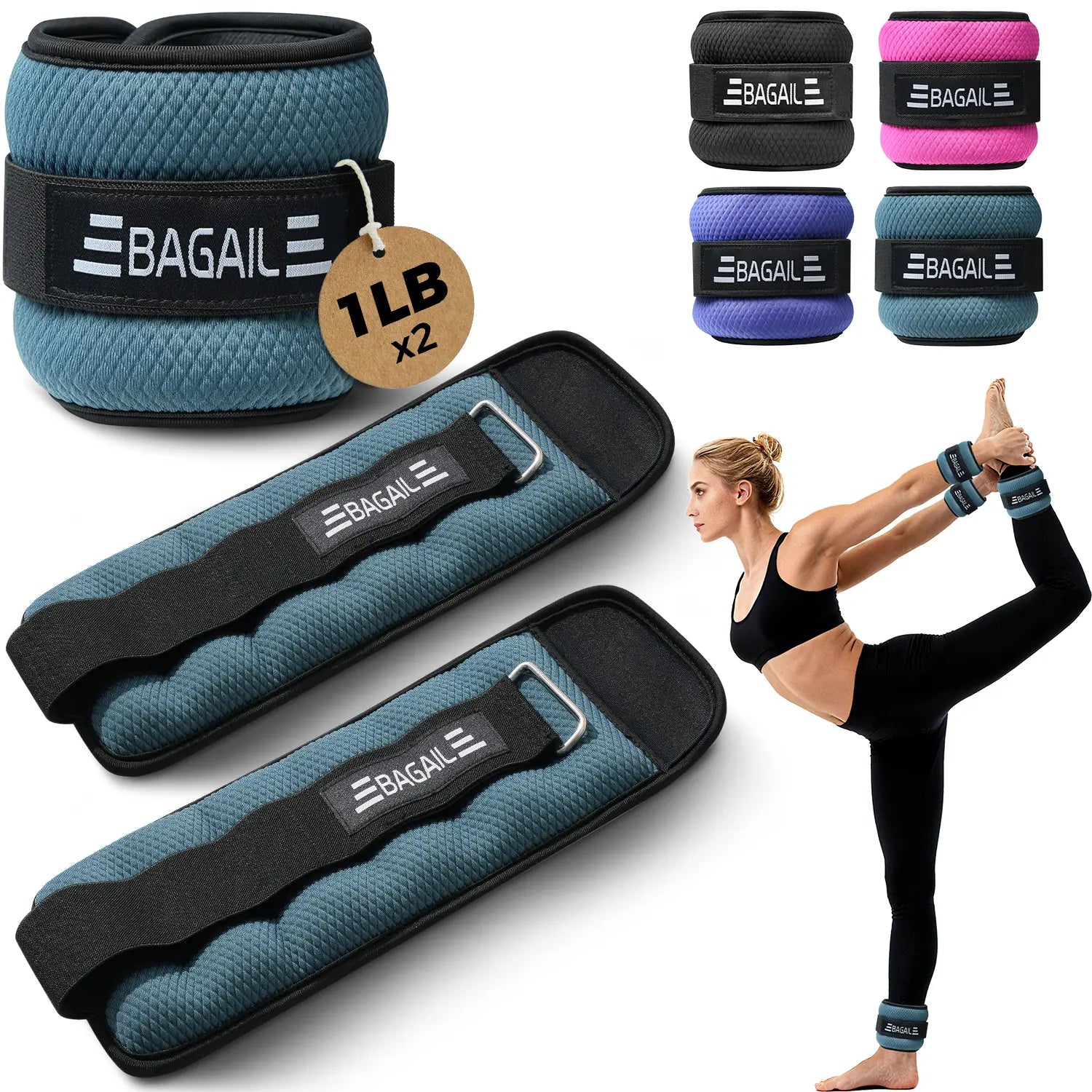【Summervibes】Bagail Ankle and Wrist Weights for Women & Men, 1 Pair 1/2/4/6/8/10 LBS Leg Weight with Sleek Design & Secure Fit, Arm Weighted Set for Walking, Running, Home Fitness & Physical Therapy Outdoorfun Workout Band