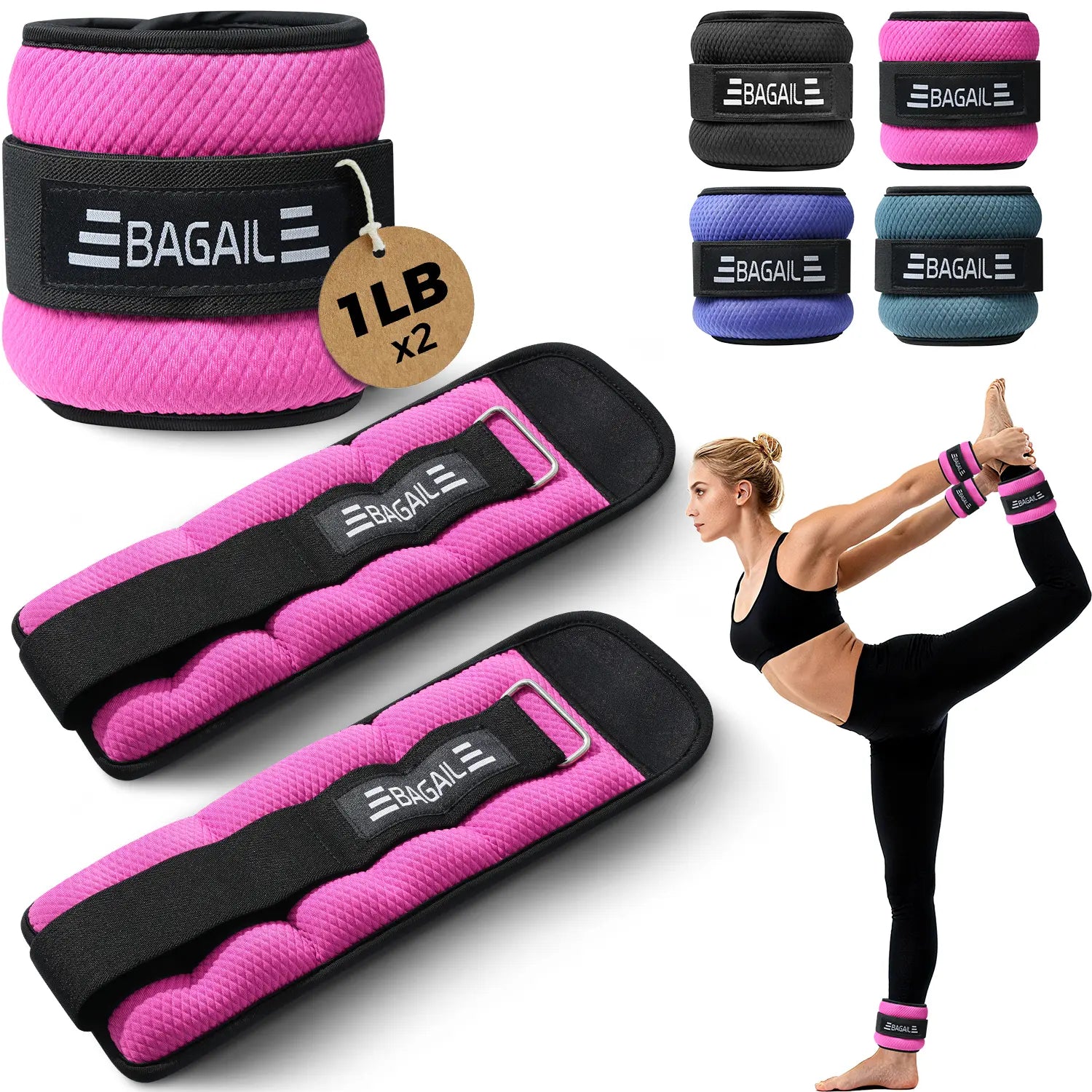 【Summervibes】Bagail Ankle and Wrist Weights for Women & Men, 1 Pair 1/2/4/6/8/10 LBS Leg Weight with Sleek Design & Secure Fit, Arm Weighted Set for Walking, Running, Home Fitness & Physical Therapy Outdoorfun Workout Band