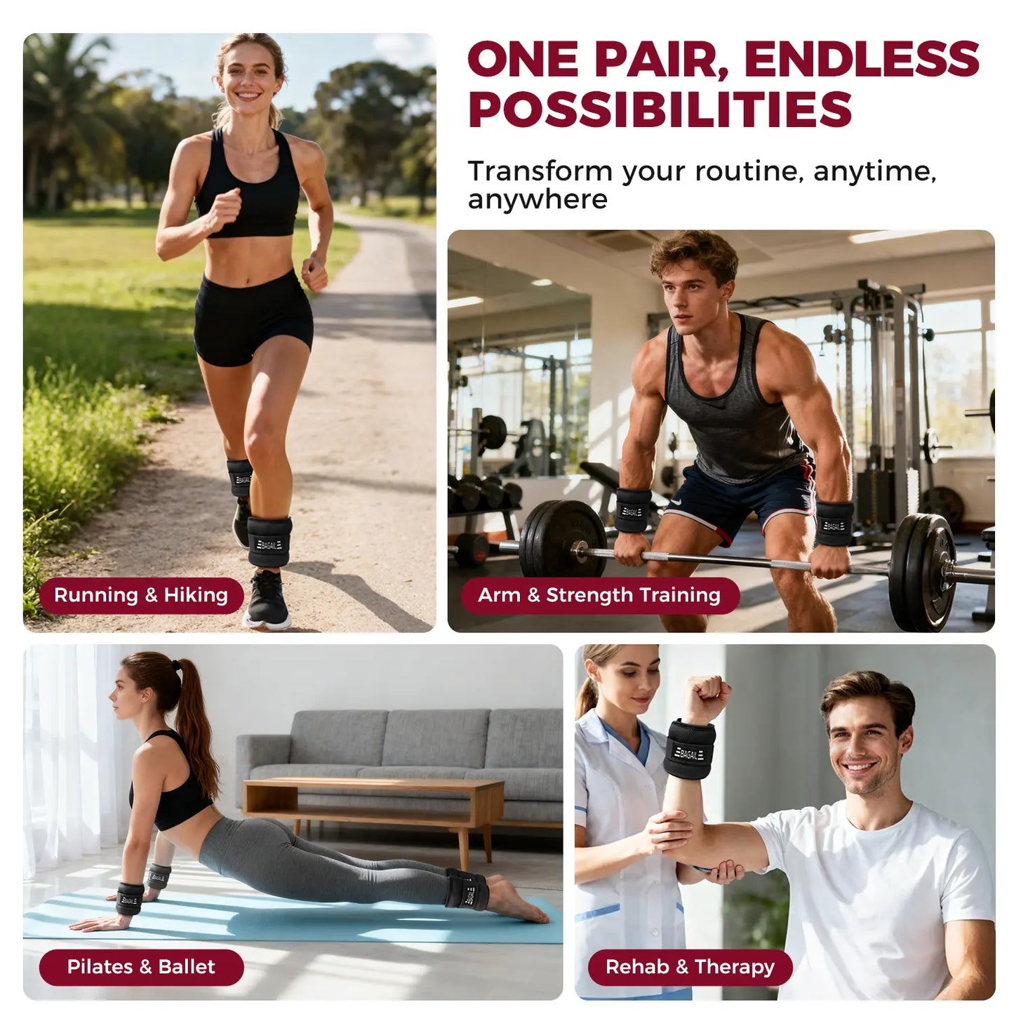 【Summervibes】Bagail Ankle and Wrist Weights for Women & Men, 1 Pair 1/2/4/6/8/10 LBS Leg Weight with Sleek Design & Secure Fit, Arm Weighted Set for Walking, Running, Home Fitness & Physical Therapy Outdoorfun Workout Band
