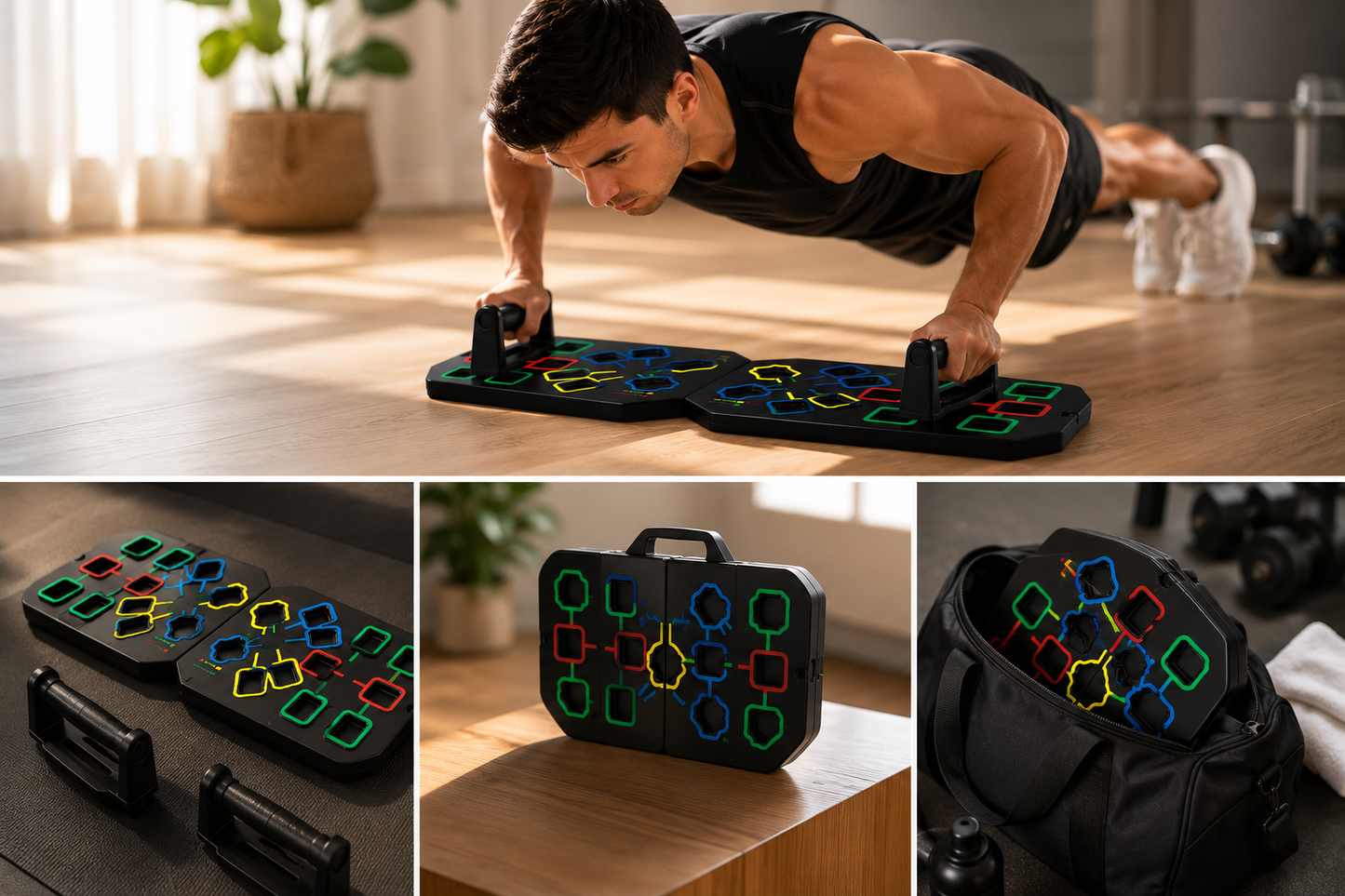 Multifunctional Folding Push up Board Set Bracket Abdominal Muscle Training Equipment Portable Push up Board Exercise Training