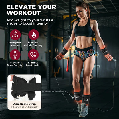 【Summervibes】Bagail Ankle and Wrist Weights for Women & Men, 1 Pair 1/2/4/6/8/10 LBS Leg Weight with Sleek Design & Secure Fit, Arm Weighted Set for Walking, Running, Home Fitness & Physical Therapy Outdoorfun Workout Band